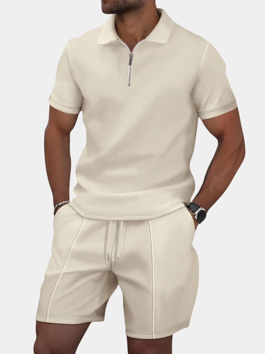Casual polo shirt and shorts set for men