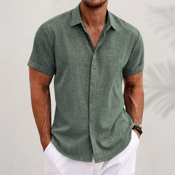 Short Sleeve Linen Shirt for Men