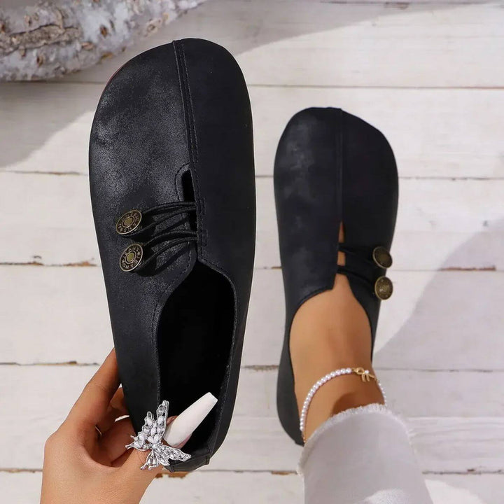 Flat Ballet Shoes with Button Details