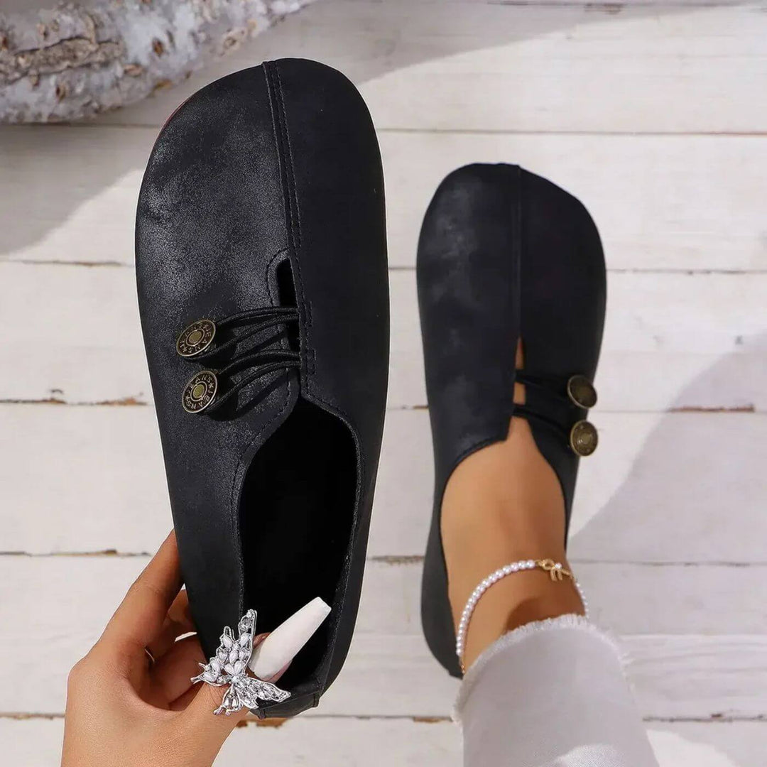 Flade Ballerina Sko Med Knapdetaljer