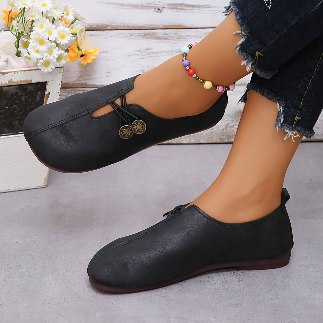 Flat Ballet Shoes with Button Details