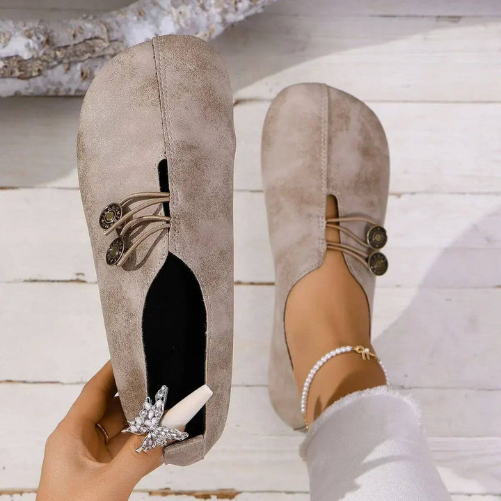 Flat Ballet Shoes with Button Details