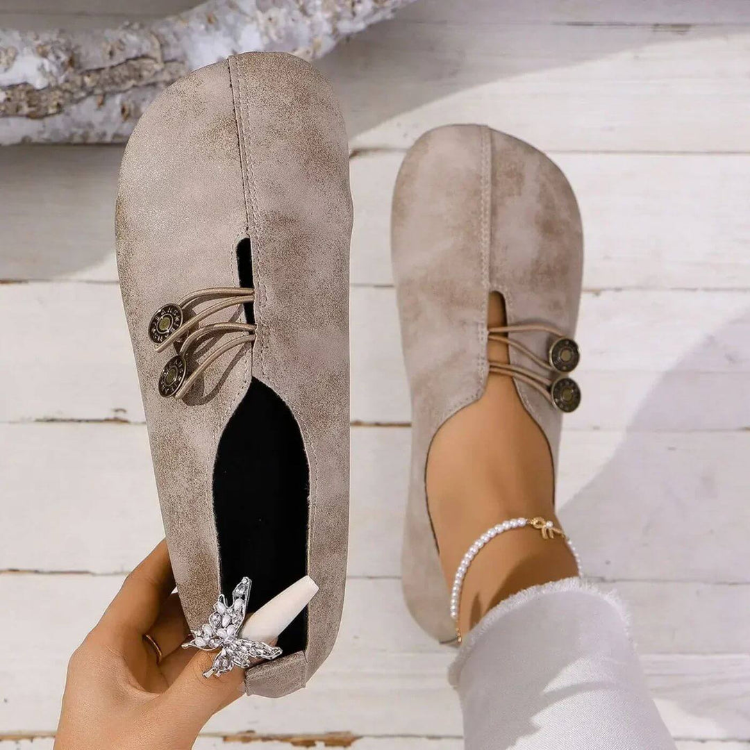 Flat Ballet Shoes with Button Details