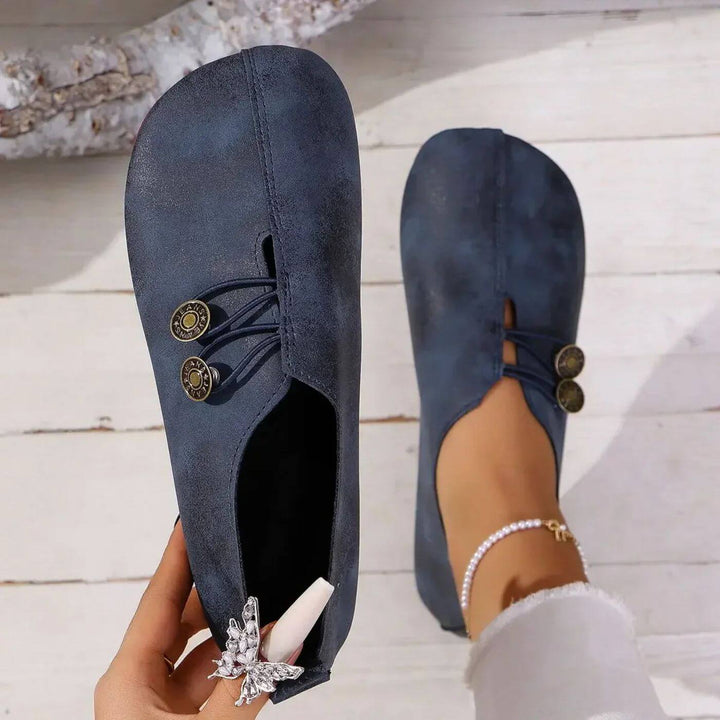 Flat Ballet Shoes with Button Details