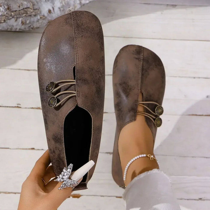 Flat Ballet Shoes with Button Details