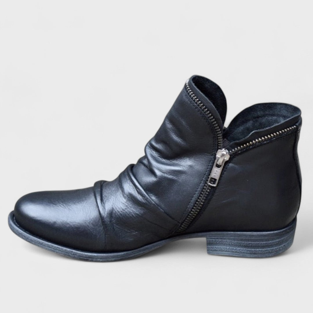 Women's Leather Ankle Boots with Zipper