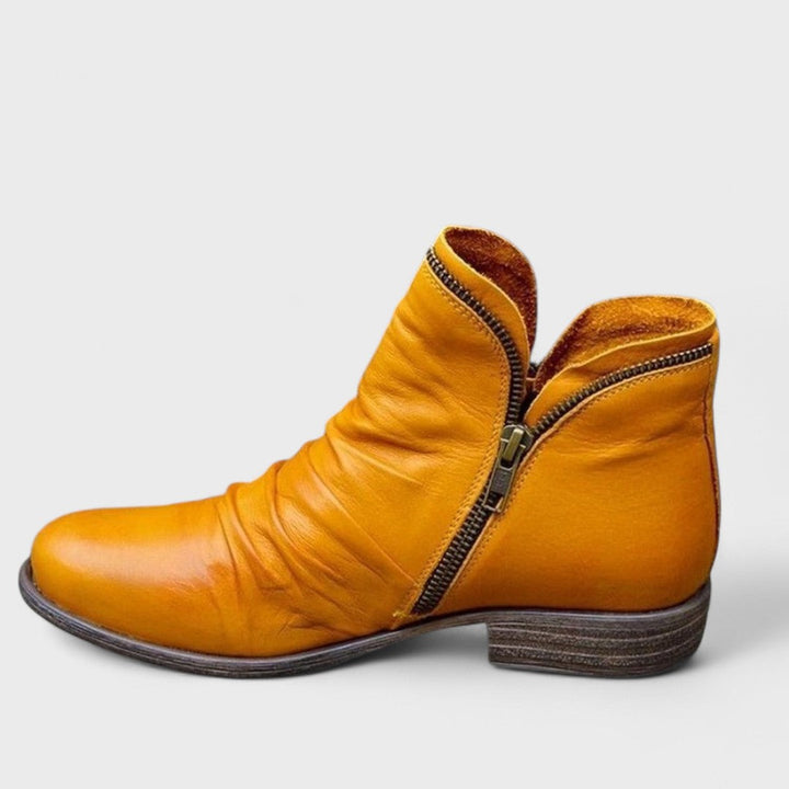Women's Leather Ankle Boots with Zipper