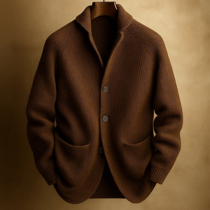 Men's Textured Button-Up Cardigan with Relaxed Fit