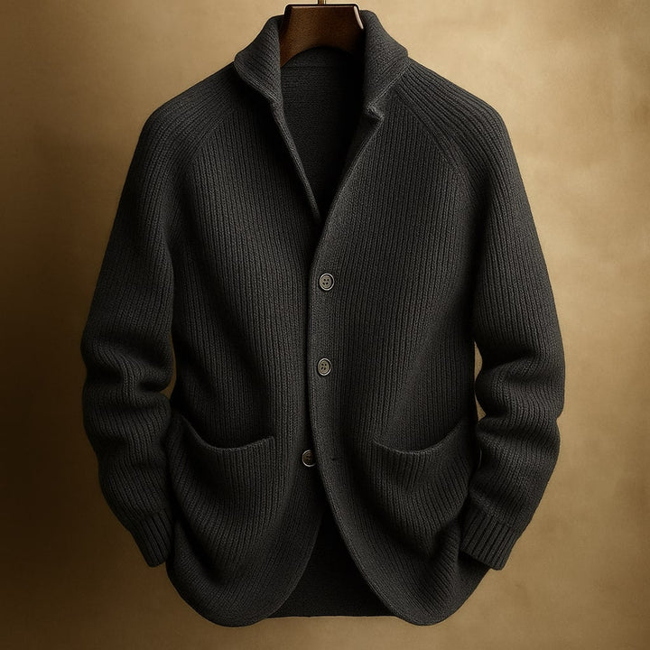 Men's Textured Button-Up Cardigan with Relaxed Fit