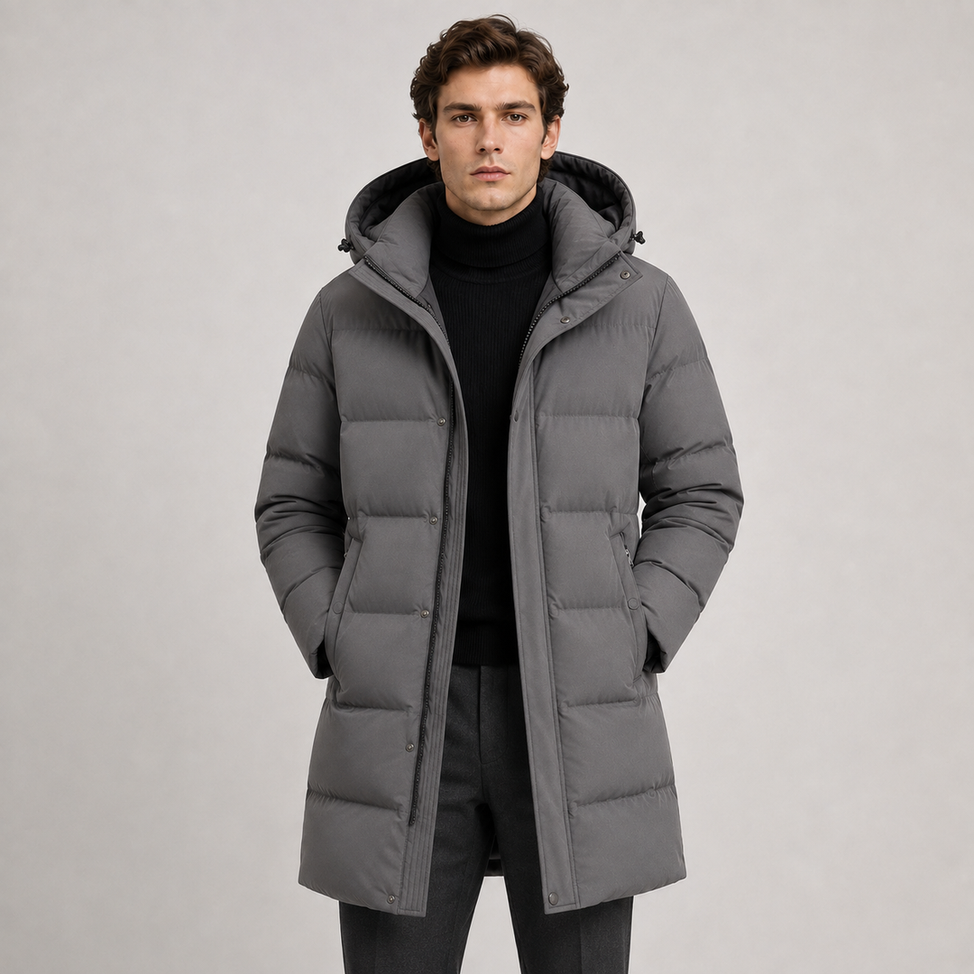 Men's Insulated Winter Parka with Hood for Layering