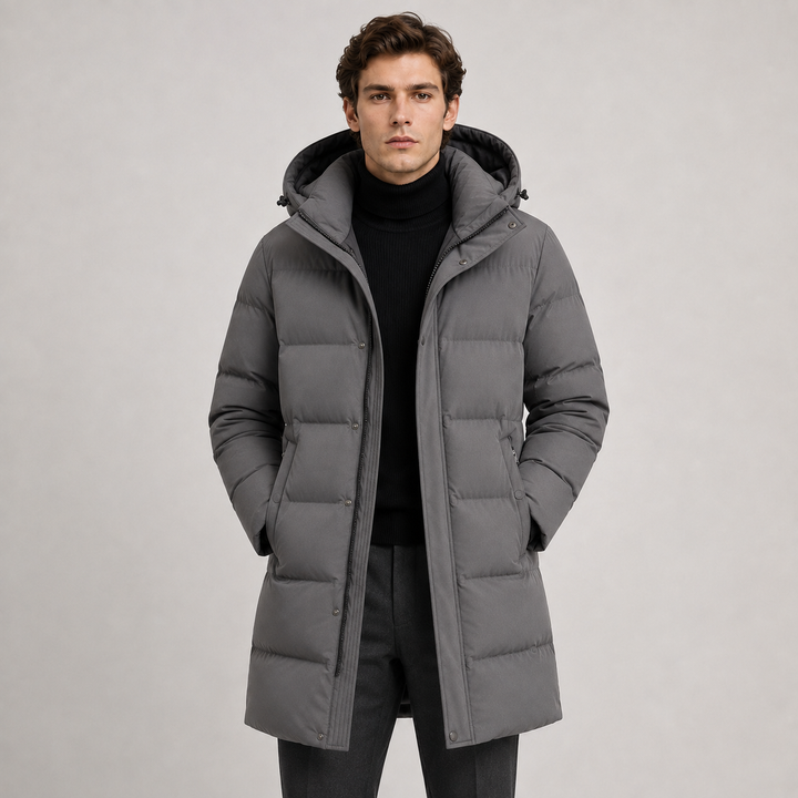 Men's Insulated Winter Parka with Hood for Layering