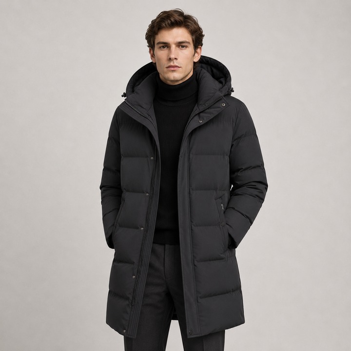Men's Insulated Winter Parka with Hood for Layering