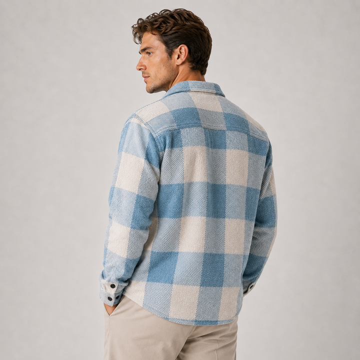 Men's Plaid Flannel Overshirt Soft Warm Casual Shirt Jacket