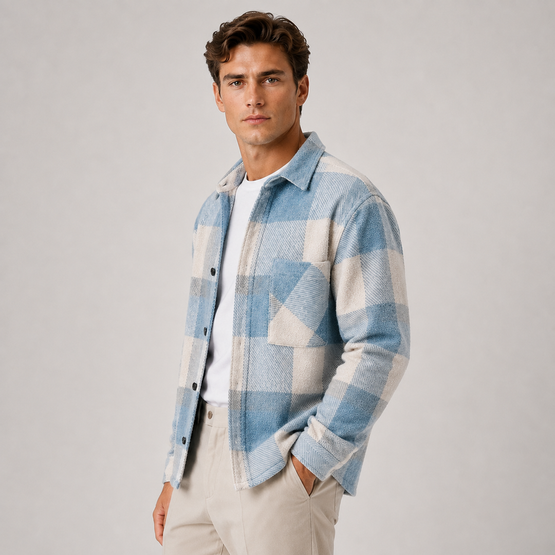 Men's Plaid Flannel Overshirt Soft Warm Casual Shirt Jacket