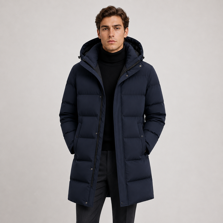 Men's Insulated Winter Parka with Hood for Layering
