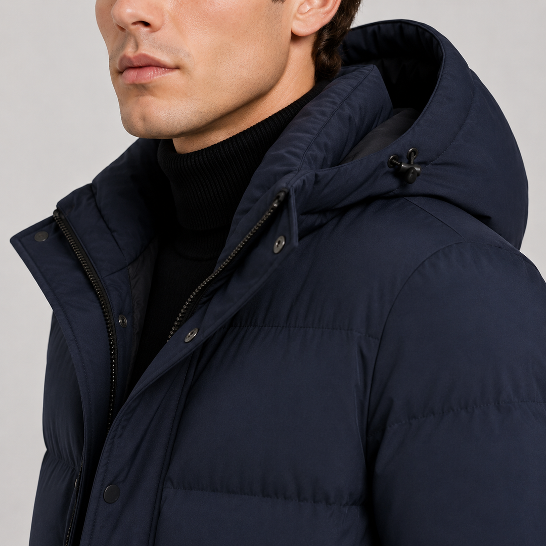 Men's Insulated Winter Parka with Hood for Layering