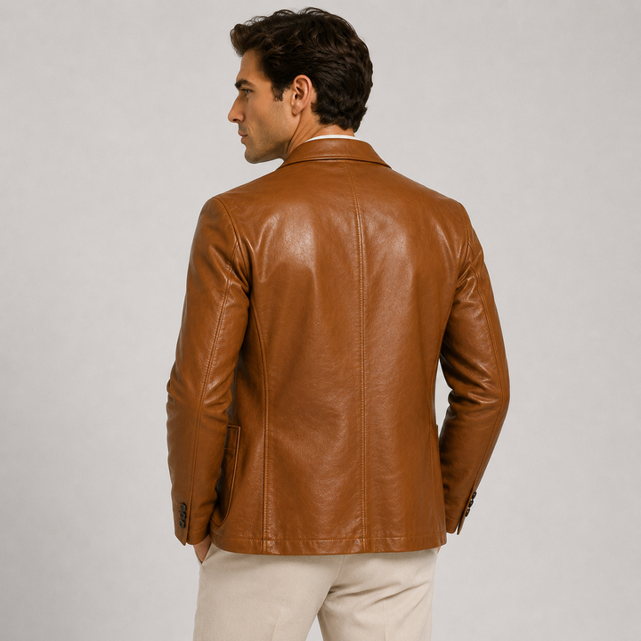 Men’s leather blazer with buttons