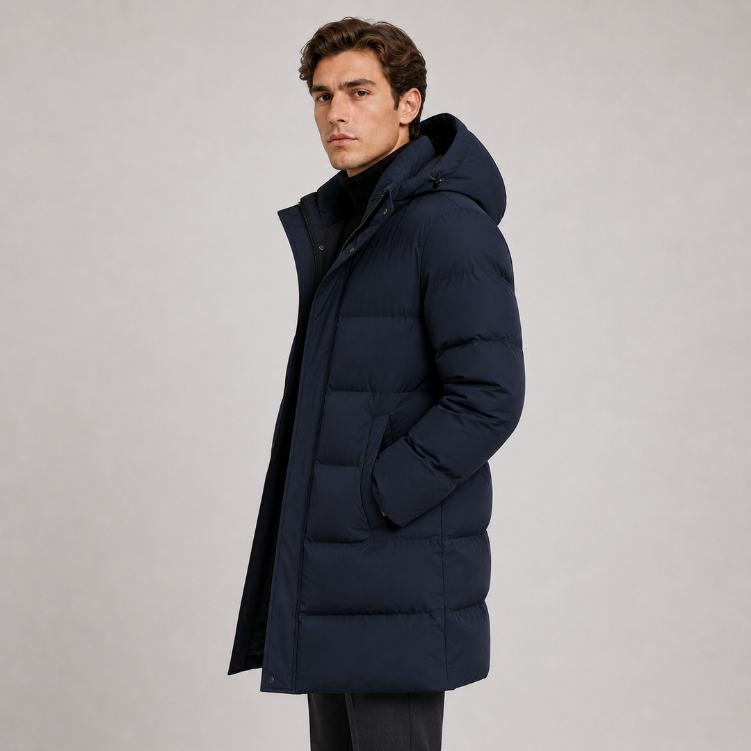 Men's Insulated Winter Parka with Hood for Layering
