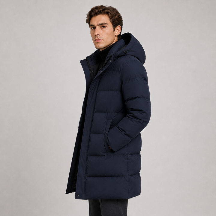Men's Insulated Winter Parka with Hood for Layering