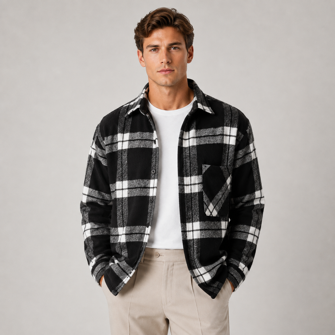 Men's Plaid Flannel Overshirt Soft Warm Casual Shirt Jacket