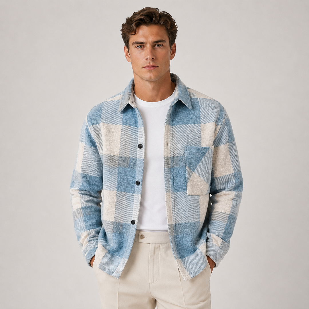Men's Plaid Flannel Overshirt Soft Warm Casual Shirt Jacket