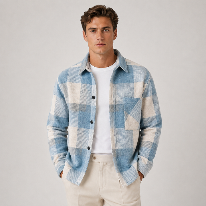 Men's Plaid Flannel Overshirt Soft Warm Casual Shirt Jacket