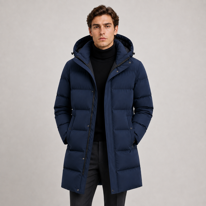 Men's Insulated Winter Parka with Hood for Layering