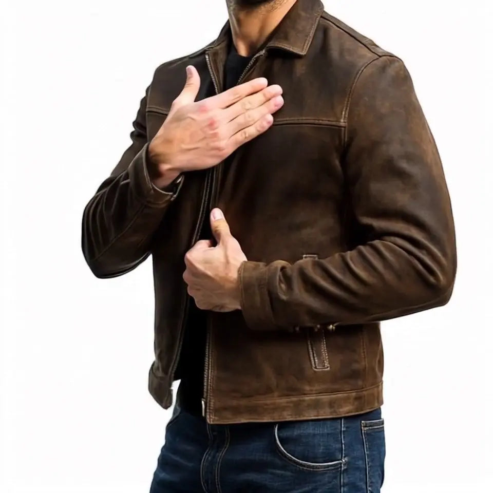 Men’s vintage-look leather jacket