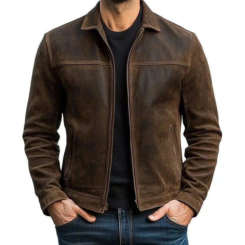 Men’s vintage-look leather jacket
