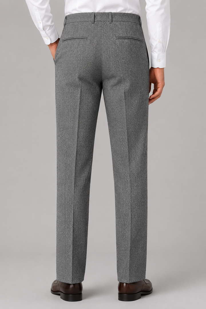 Men's Pleated Herringbone Trousers