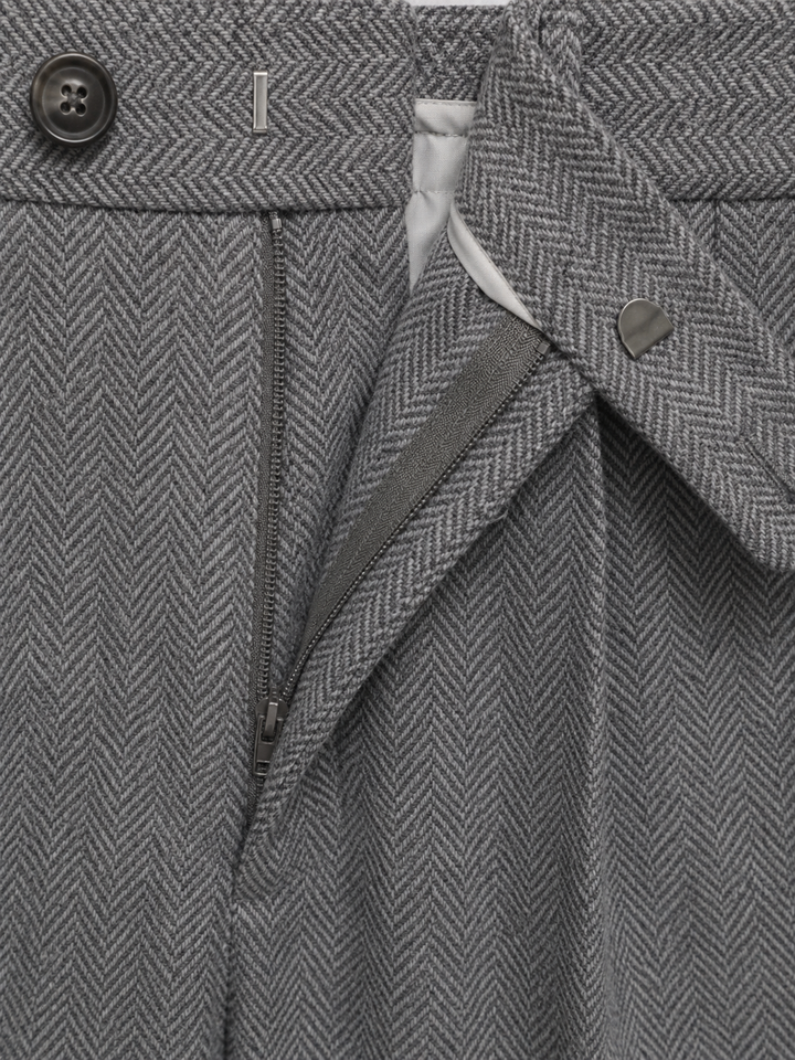 Men's Pleated Herringbone Trousers