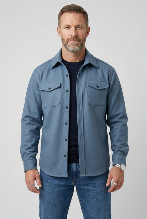 Lyseblå overshirt-jakke til mænd
