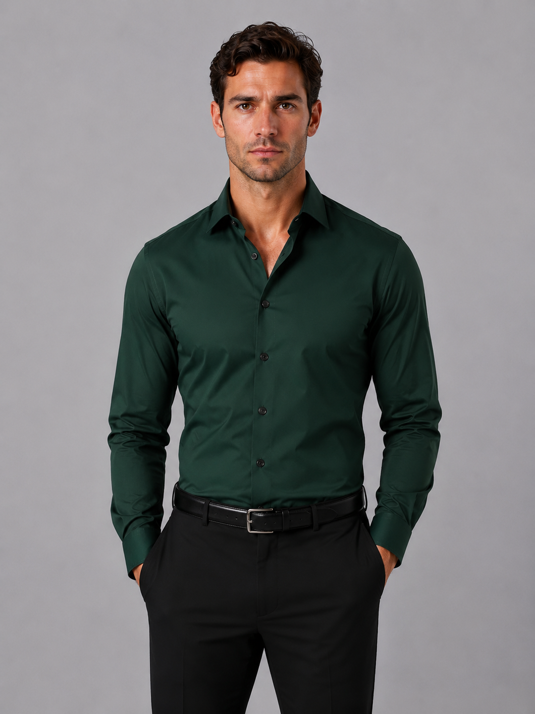 Slim Fit Langærmet Skjorte til Herrer