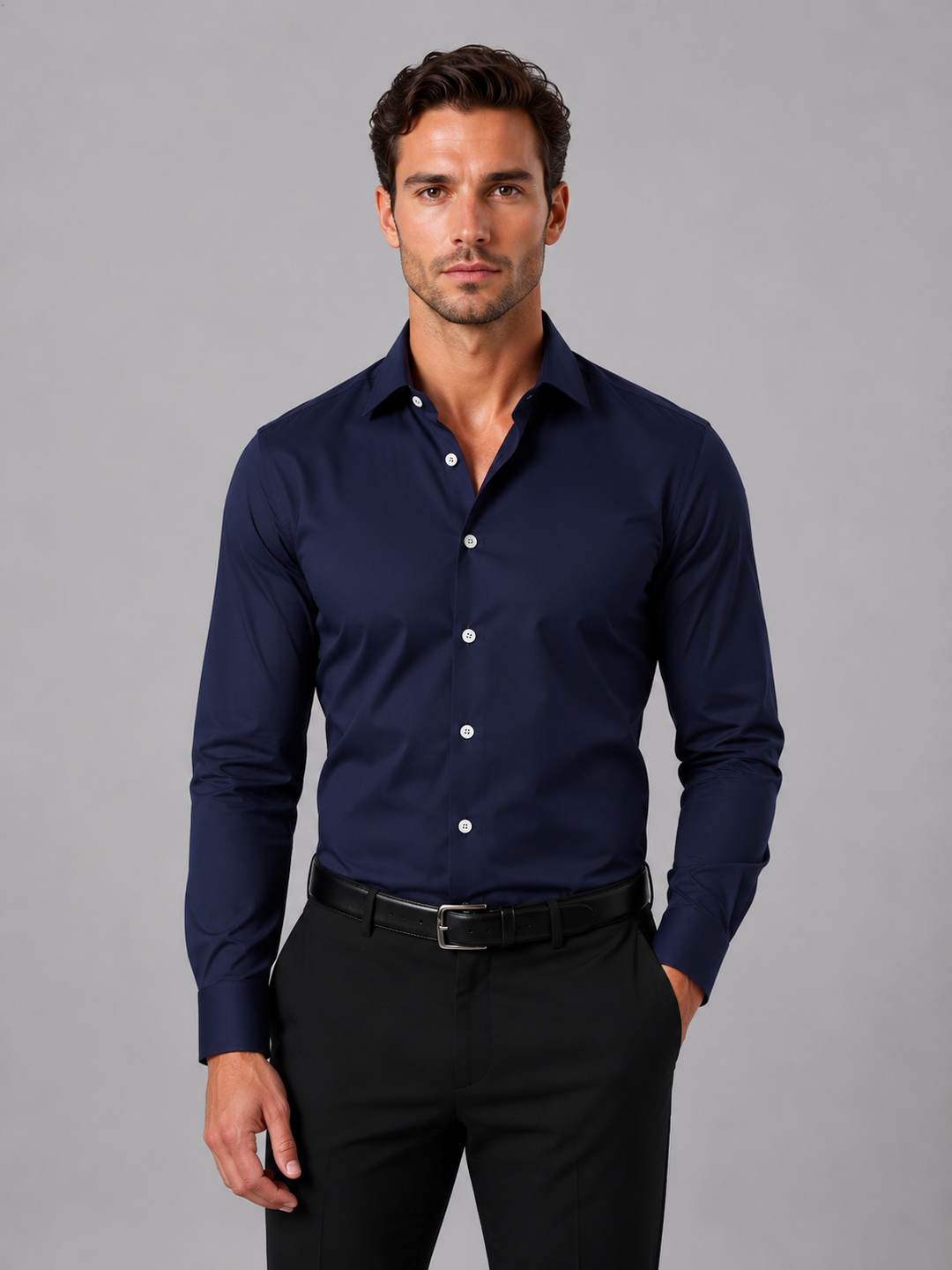 Slim Fit Langærmet Skjorte til Herrer