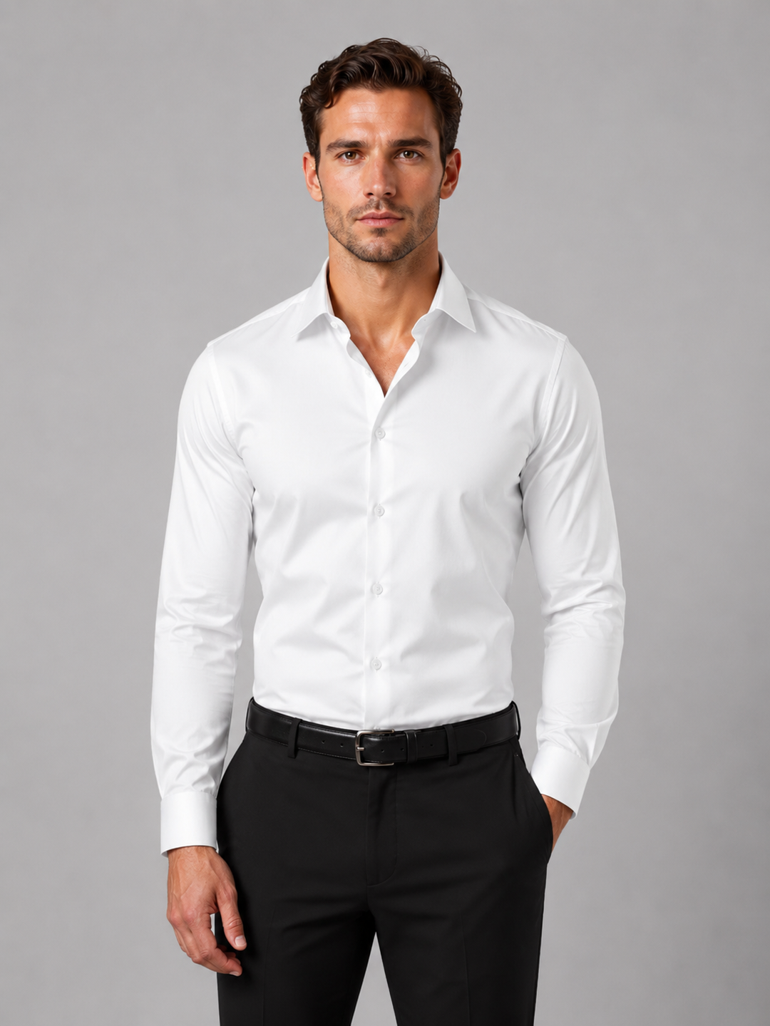 Slim Fit Langærmet Skjorte til Herrer