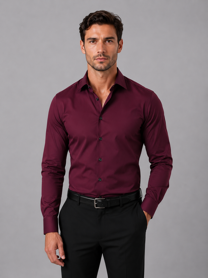 Slim Fit Langærmet Skjorte til Herrer