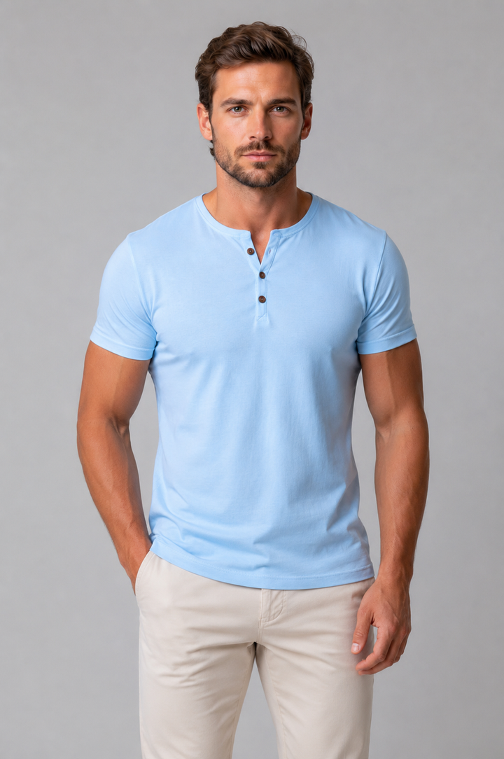 Slim Fit Henley T-shirt for Men