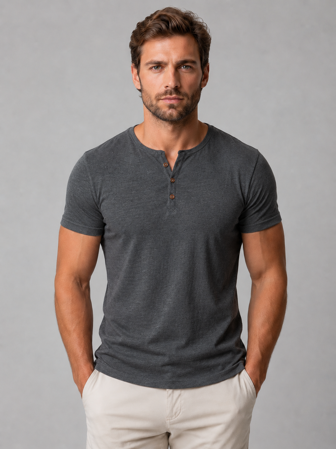 Slim Fit Henley T-shirt for Men