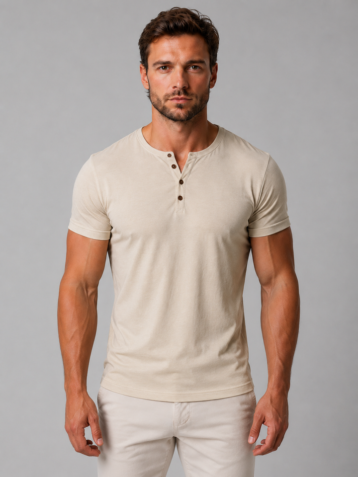 Slim Fit Henley T-shirt for Men
