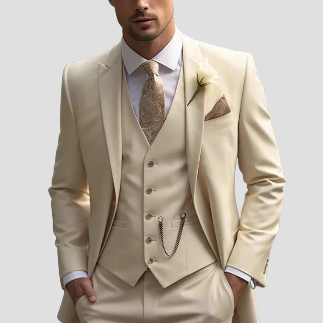 Slim-fit tailored three-piece suit for men