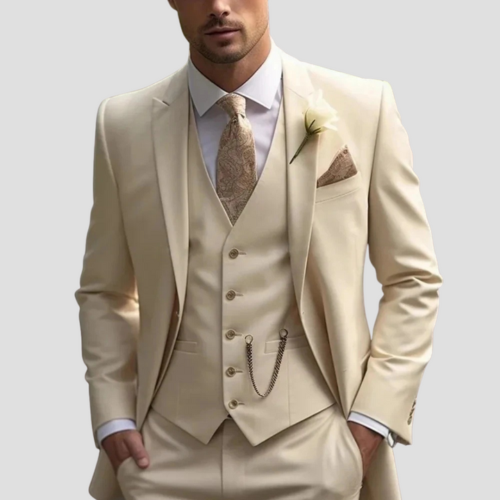 Slim-fit tailored three-piece suit for men