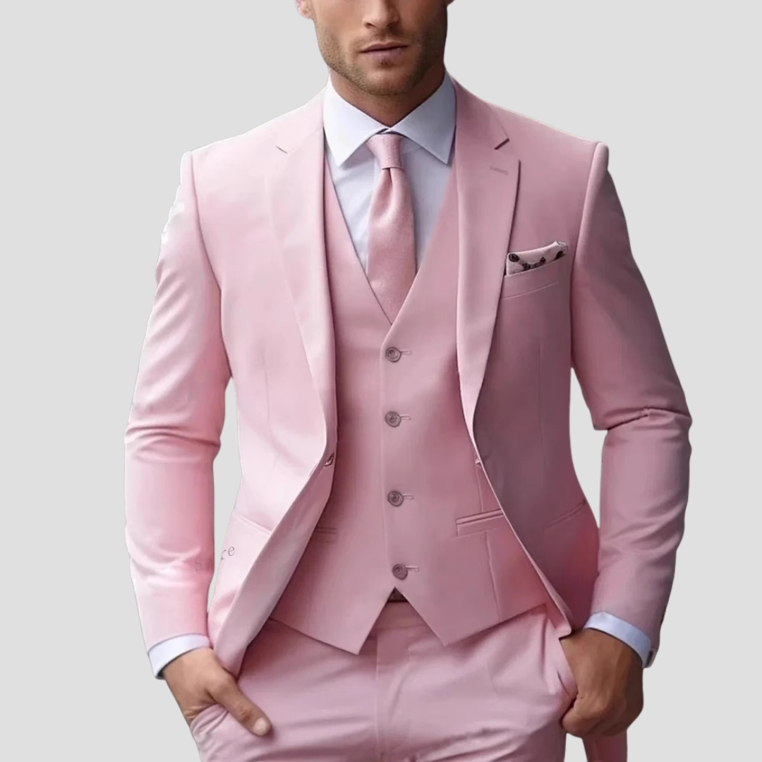 Slim-fit tailored three-piece suit for men
