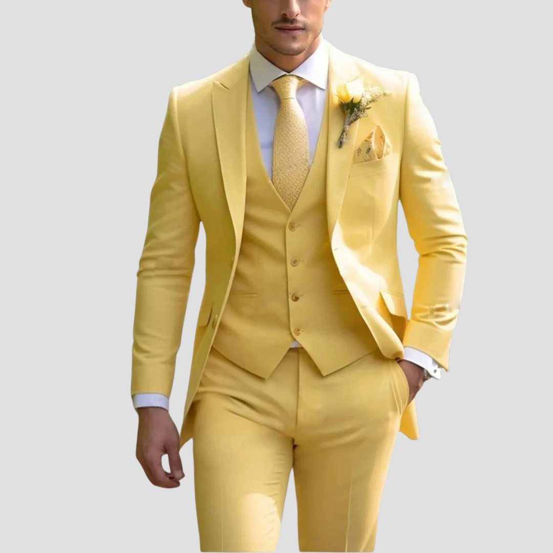 Slim-fit tailored three-piece suit for men