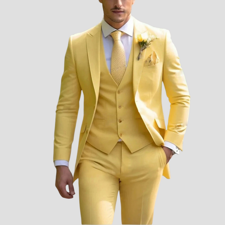 Slim-fit tailored three-piece suit for men