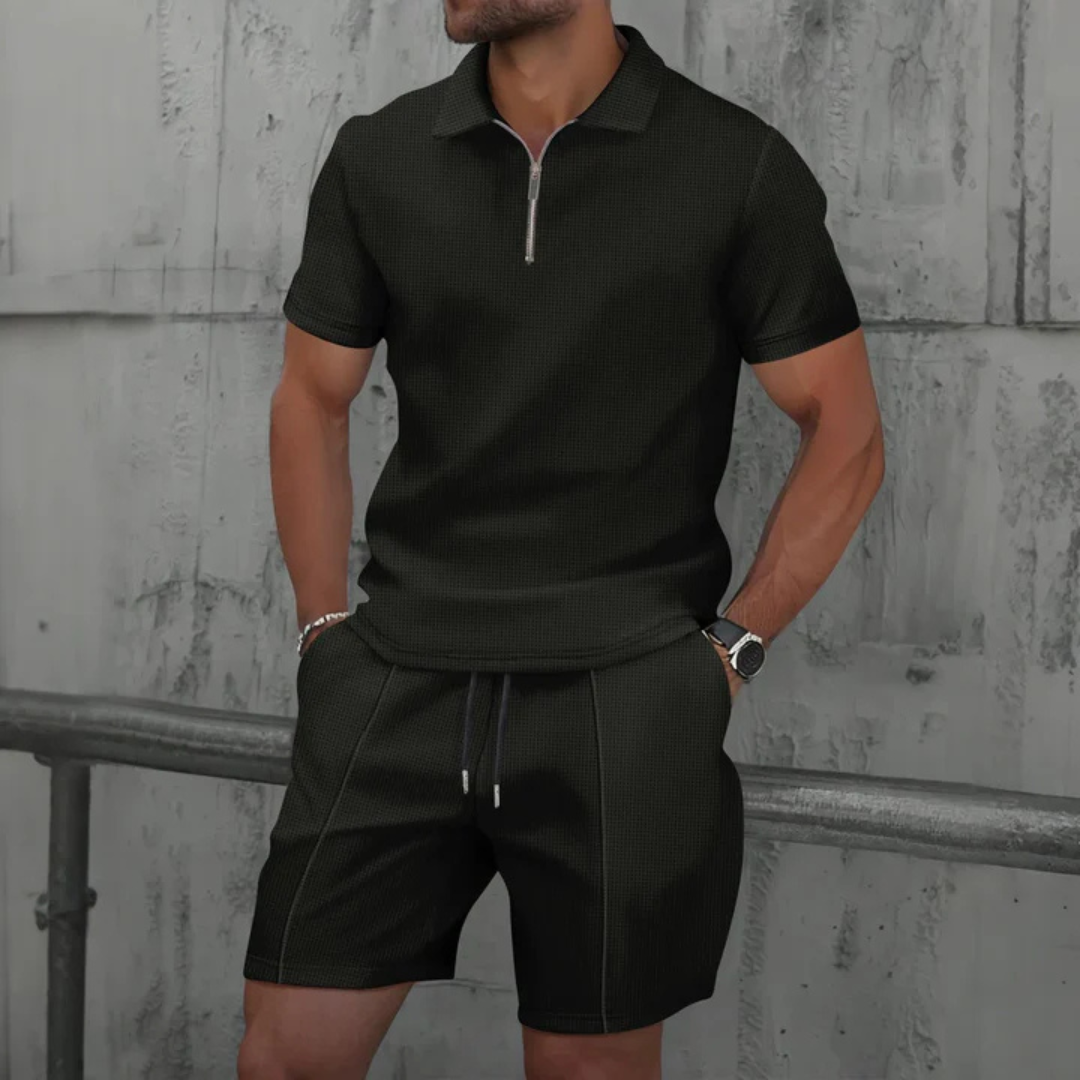Casual polo shirt and shorts set for men