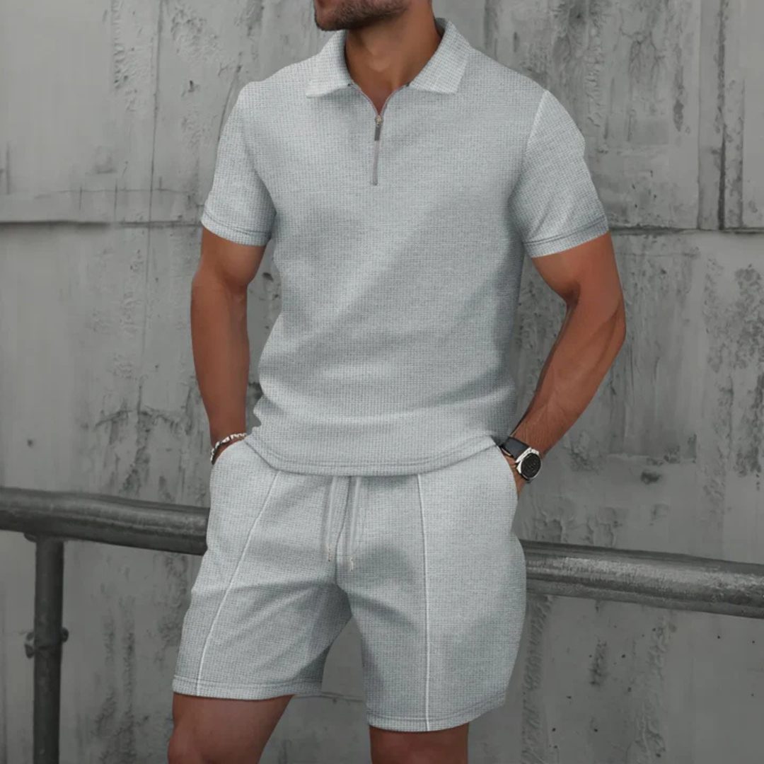 Casual polo shirt and shorts set for men
