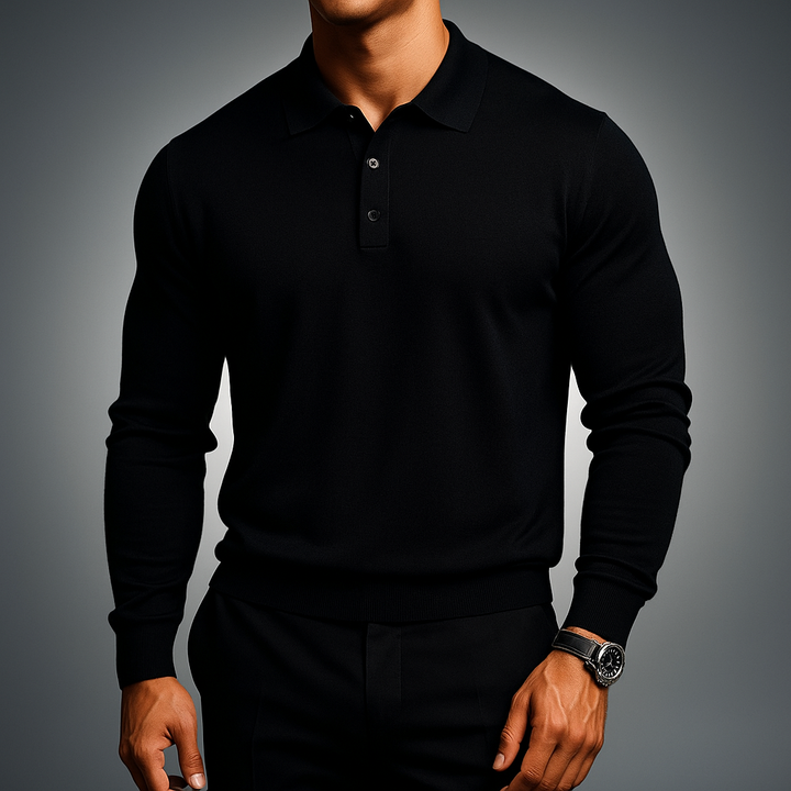 Slim Fit Langærmet Poloshirt til Herrer