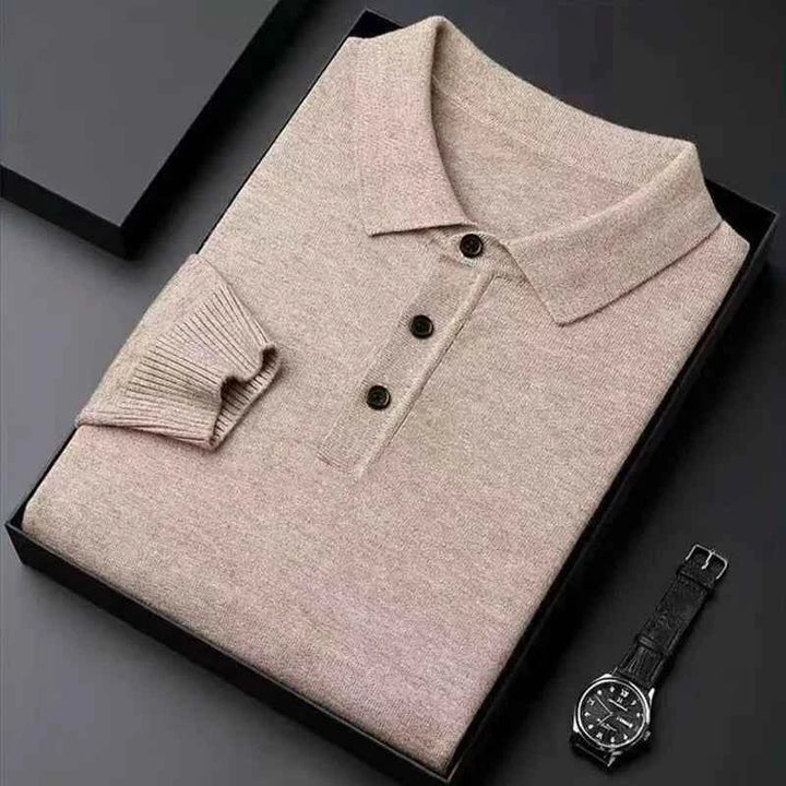 Slim Fit Langærmet Poloshirt til Herrer