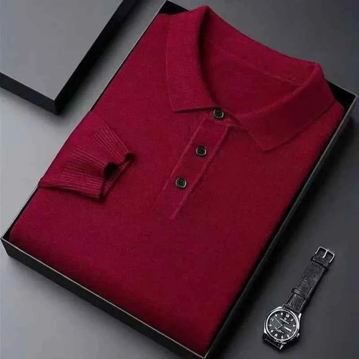 Slim Fit Langærmet Poloshirt til Herrer