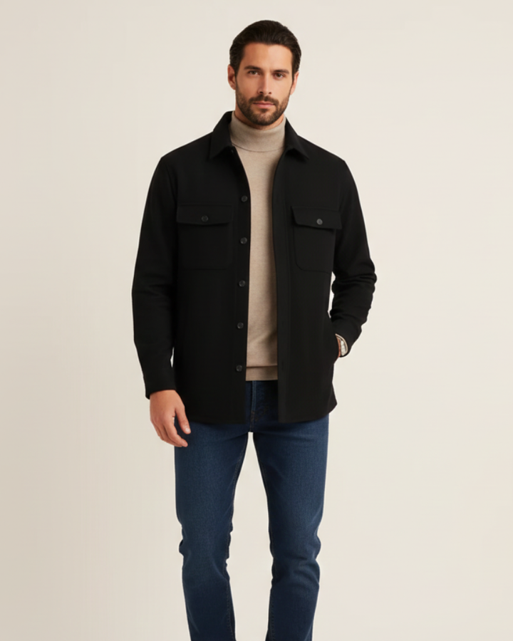Men's shirt jacket with buttons and flap pockets
